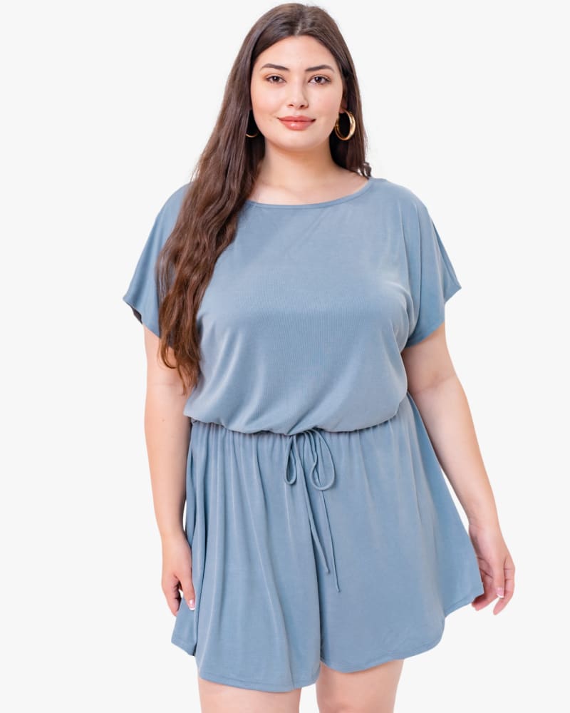 Front of plus size Melina Short-Sleeved Romper by Gilli | Dia&Co | dia_product_style_image_id:145840